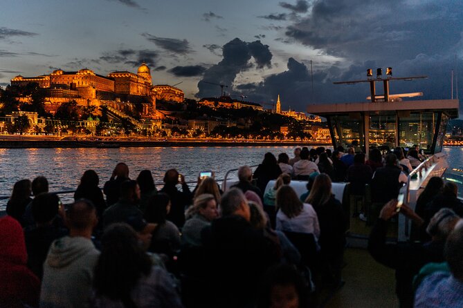 Budapest Danube River Sightseeing Night Cruise with Drink - Elizabeth Bridge and Liberty Bridge under the lights